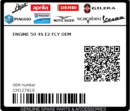 Product image: Piaggio - CM127819 - ENGINE 50 4S E2 FLY OEM 