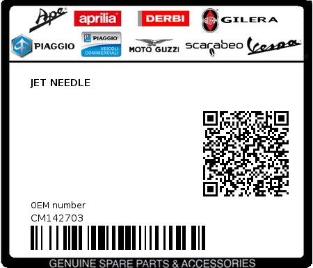 Product image: Piaggio - CM142703 - JET NEEDLE 