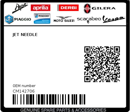 Product image: Piaggio - CM142706 - JET NEEDLE  0