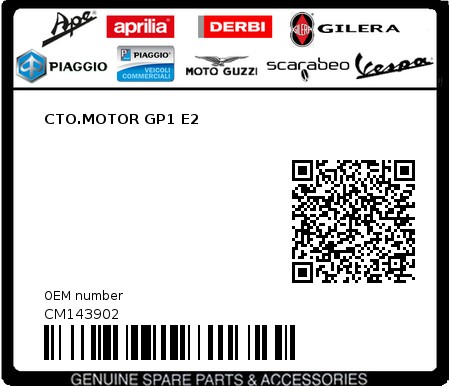 Product image: Piaggio - CM143902 - CTO.MOTOR GP1 E2  0