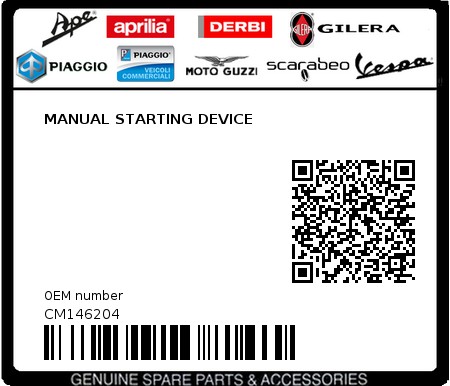 Product image: Piaggio - CM146204 - MANUAL STARTING DEVICE  0