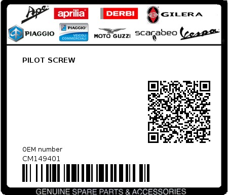 Product image: Piaggio - CM149401 - PILOT SCREW  0