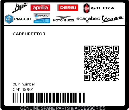 Product image: Piaggio - CM149901 - CARBURETTOR  0