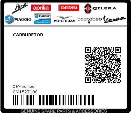 Product image: Piaggio - CM1527106 - CARBURETOR  0