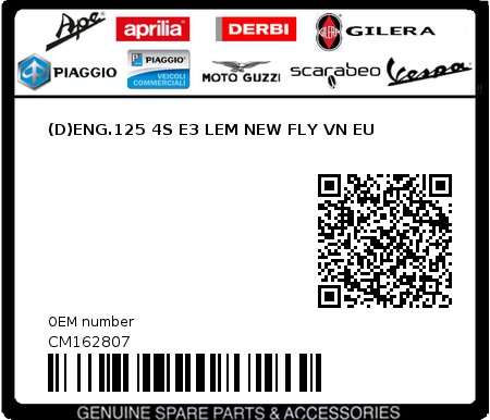 Product image: Piaggio - CM162807 - (D)ENG.125 4S E3 LEM NEW FLY VN EU  0
