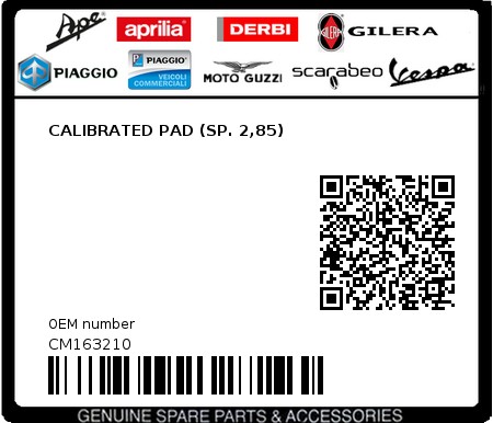 Product image: Piaggio - CM163210 - CALIBRATED PAD (SP. 2,85)  0