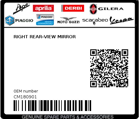Product image: Piaggio - CM180901 - RIGHT REAR-VIEW MIRROR  0
