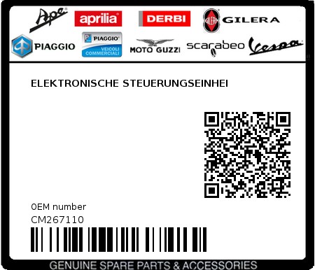 Product image: Piaggio - CM267110 - ELEKTRONISCHE STEUERUNGSEINHEI  0