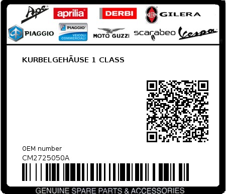 Product image: Piaggio - CM2725050A - KURBELGEHÄUSE 1 CLASS 