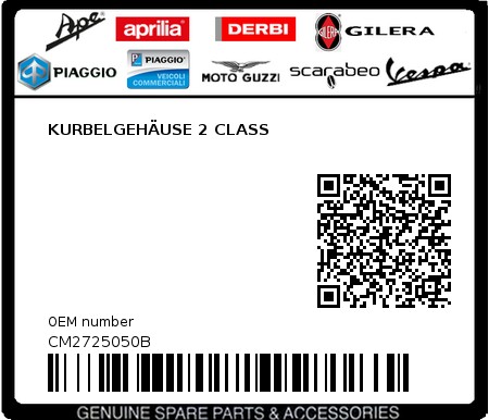 Product image: Piaggio - CM2725050B - KURBELGEHÄUSE 2 CLASS 