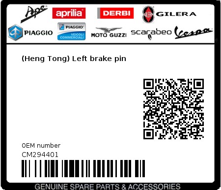 Product image: Piaggio - CM294401 - (Heng Tong) Left brake pin 