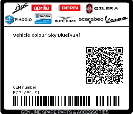 Product image: Piaggio - ECP4AF4US1 - Vehicle colour:Sky Blue[424] 