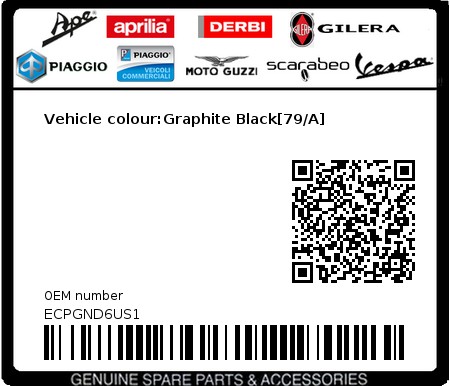 Product image: Piaggio - ECPGND6US1 - Vehicle colour:Graphite Black[79/A] 