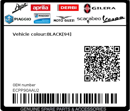Product image: Piaggio - ECPP90AAU2 - Vehicle colour:BLACK[94]  0