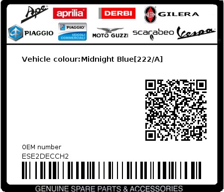 Product image: Piaggio - ESE2DECCH2 - Vehicle colour:Midnight Blue[222/A] 