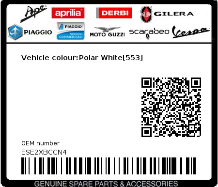 Product image: Piaggio - ESE2XBCCN4 - Vehicle colour:Polar White[553] 