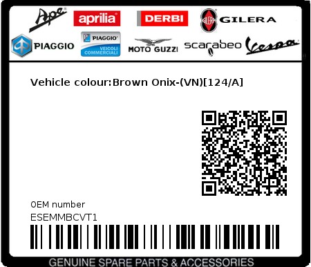 Product image: Piaggio - ESEMMBCVT1 - Vehicle colour:Brown Onix-(VN)[124/A]  0