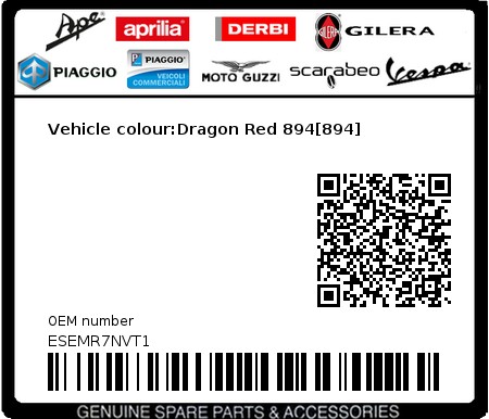 Product image: Piaggio - ESEMR7NVT1 - Vehicle colour:Dragon Red 894[894]  0