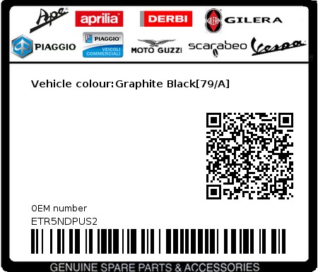 Product image: Piaggio - ETR5NDPUS2 - Vehicle colour:Graphite Black[79/A] 