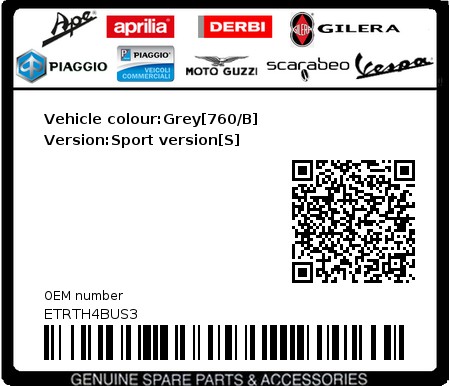 Product image: Piaggio - ETRTH4BUS3 - Vehicle colour:Grey[760/B]   Version:Sport version[S]  0