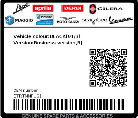 Product image: Piaggio - ETRTNNFUS1 - Vehicle colour:BLACK[91/B]   Version:Business version[B]  0