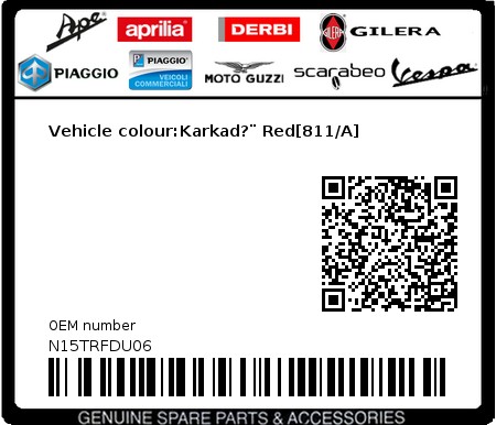 Product image: Piaggio - N15TRFDU06 - Vehicle colour:Karkad?¨ Red[811/A] 