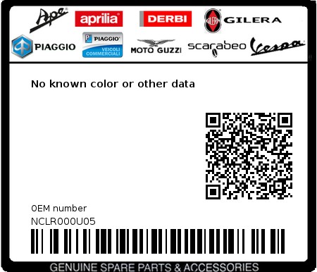 Product image: Piaggio - NCLR000U05 - No known color or other data 