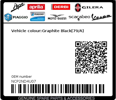 Product image: Piaggio - NCP2ND4U07 - Vehicle colour:Graphite Black[79/A] 