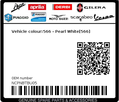 Product image: Piaggio - NCPNBTBU05 - Vehicle colour:566 - Pearl White[566]  0