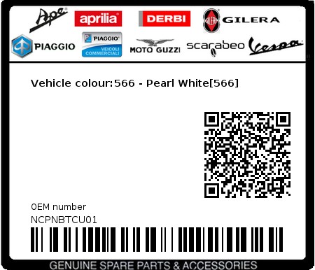 Product image: Piaggio - NCPNBTCU01 - Vehicle colour:566 - Pearl White[566]  0