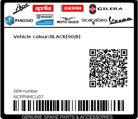Product image: Piaggio - NCPPNMCU07 - Vehicle colour:BLACK[90/B]  0