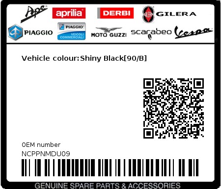 Product image: Piaggio - NCPPNMDU09 - Vehicle colour:Shiny Black[90/B] 