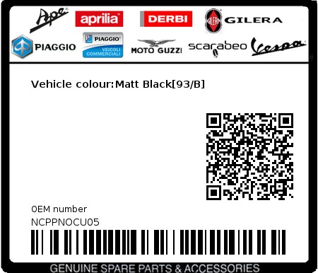 Product image: Piaggio - NCPPNOCU05 - Vehicle colour:Matt Black[93/B]  0