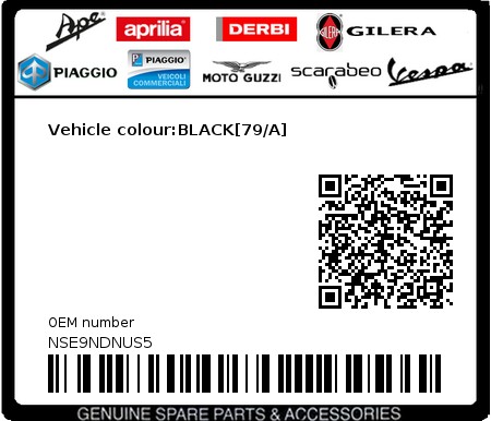 Product image: Piaggio - NSE9NDNUS5 - Vehicle colour:BLACK[79/A] 