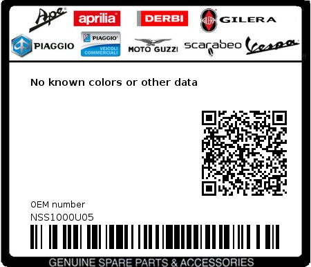 Product image: Piaggio - NSS1000U05 - No known colors or other data 