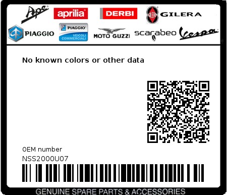 Product image: Piaggio - NSS2000U07 - No known colors or other data 