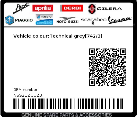 Product image: Piaggio - NSS2EZCU23 - Vehicle colour:Technical grey[742/B] 