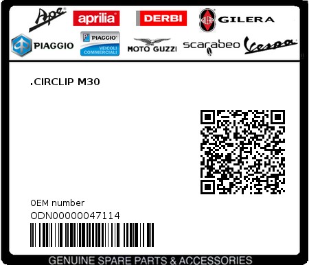 Product image: Piaggio - ODN00000047114 - .CIRCLIP M30  0