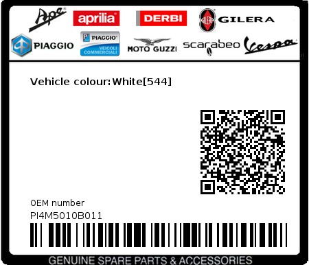 Product image: Piaggio - PI4M5010B011 - Vehicle colour:White[544]  0