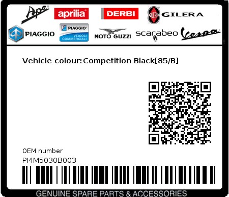 Product image: Piaggio - PI4M5030B003 - Vehicle colour:Competition Black[85/B]  0
