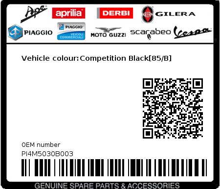 Product image: Piaggio - PI4M5030B003 - Vehicle colour:Competition Black[85/B] 