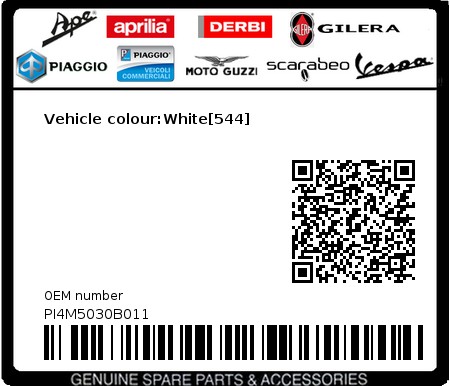 Product image: Piaggio - PI4M5030B011 - Vehicle colour:White[544] 