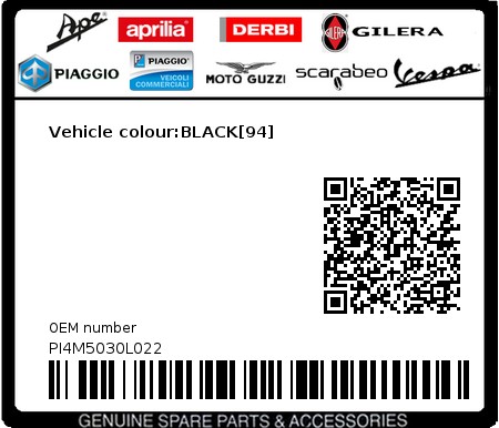 Product image: Piaggio - PI4M5030L022 - Vehicle colour:BLACK[94] 