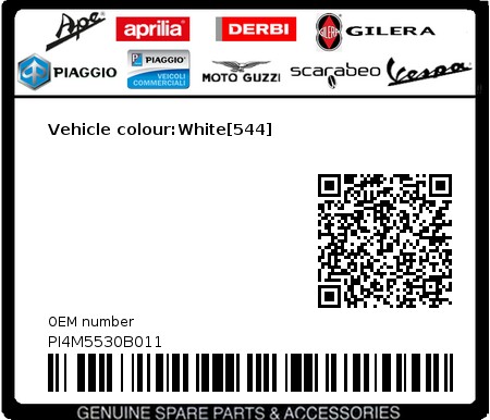 Product image: Piaggio - PI4M5530B011 - Vehicle colour:White[544] 