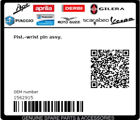 Product image: Vespa - 1562915 - Pist.-wrist pin assy.   0
