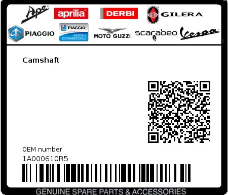 Product image: Vespa - 1A000610R5 - Camshaft   0