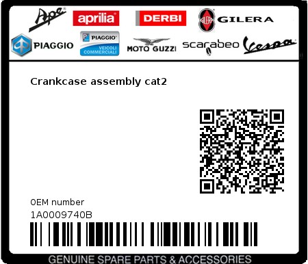 Product image: Vespa - 1A0009740B - Crankcase assembly cat2  0
