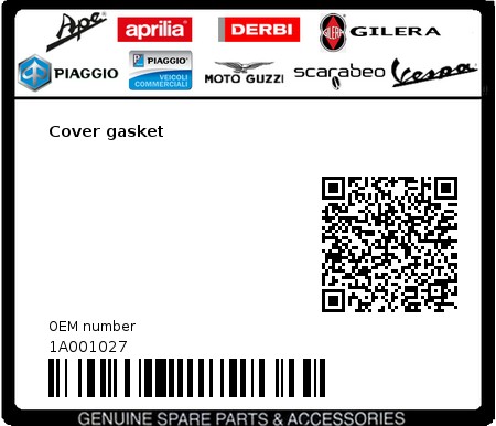 Product image: Vespa - 1A001027 - Cover gasket  