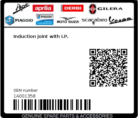 Product image: Vespa - 1A001358 - Induction joint with I.P.  