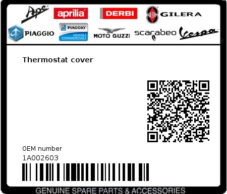 Product image: Vespa - 1A002603 - Thermostat cover 